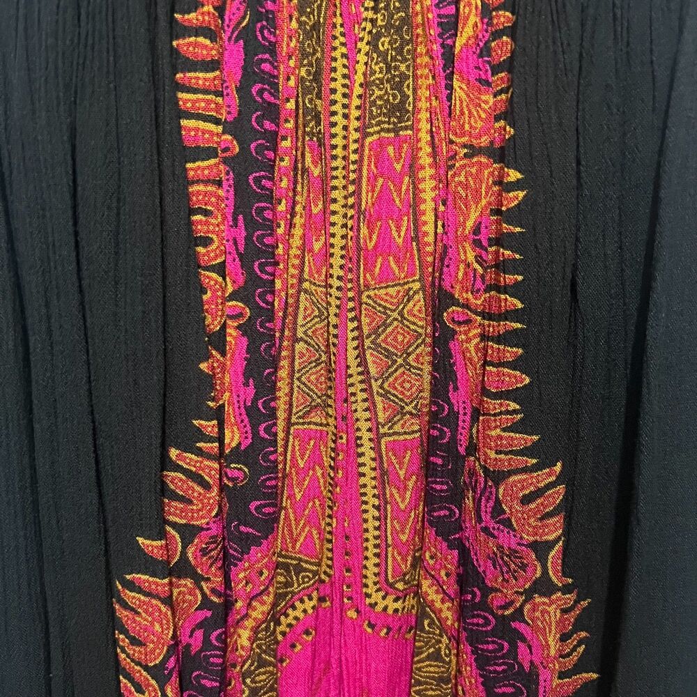 Band of Gypsies Black Festival Dress Medium Tribal Print Padded Bust Pockets - Picture 5 of 5